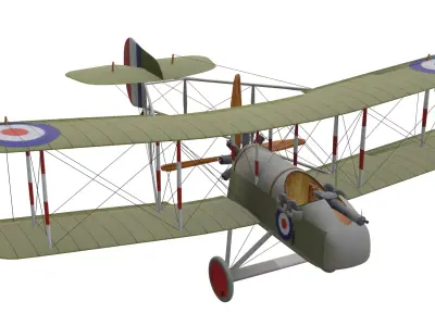  WWI Biplane Airco DH2 Low-poly 3D model
