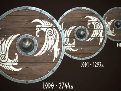 Viking Shield 27 Low-poly 3D model