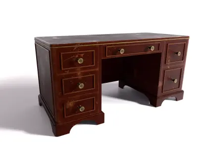 Old desk Low-poly 3D model