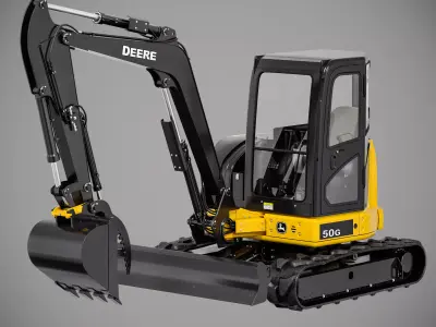 John Deere 50G Excavator Rigged 3D model