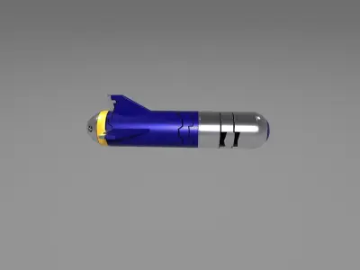 Si-Fi blue missile Low-poly 3D model