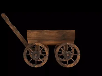 Vintage wooden Cart Low-poly 3D model purchase