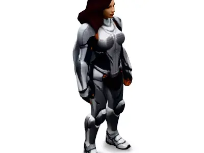 Scifi Female Soldier in Power Armor Low-poly 3D model