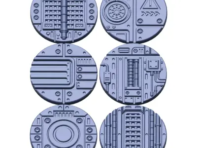 Sci-Fi Grated Floor Base Toppers 32mm Round Bases 3D print model