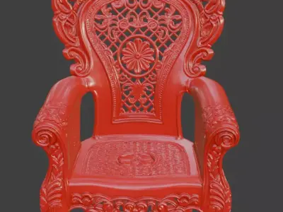 Royal Baroque Throne Chair 3D model