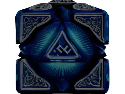 Glowing Rune Crystal Artifact D20 3D model