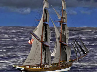 Brig Ship  J W Parker 1874 Brigantino Toscano 3D model