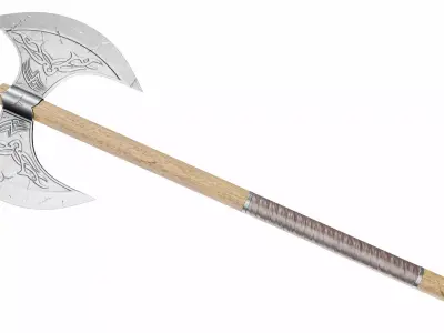Double edged battleaxe Low-poly 3D model