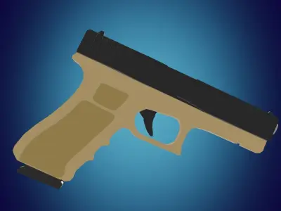 glock 17 gun low-poly game-ready model Low-poly 3D model