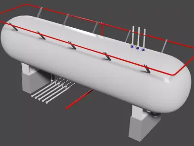 LPG Storage Tank 100M3 Volume  Low-poly 3D model
