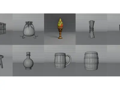 Stylized Fantasy Prop Pack 10 Assets for RPGs Games Low-poly 3D model