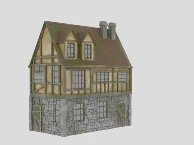 Medieval House Low-poly 3D model 2
