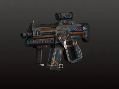 Sci-Fi Pulse SMG - Futuristic Submachine Gun Game Ready 3D Model Low-poly 3D model