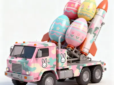 EASTER EGG ROCKET LAUNCHER MODEL Low-poly 3D model