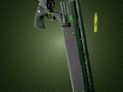 bulky revolver Low-poly 3D model