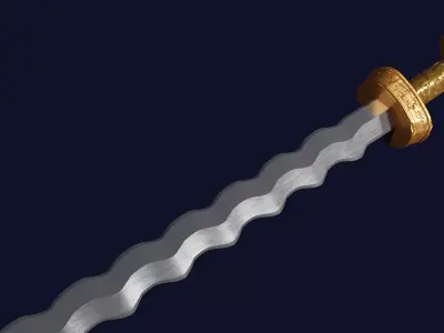 Flamberge sword with Langsax handle Low-poly 3D model