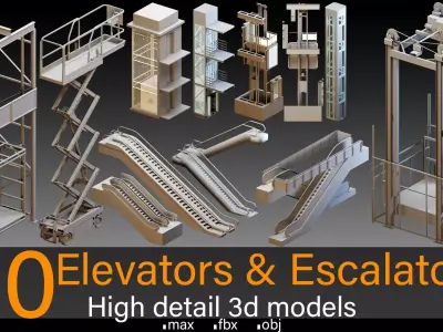 30 Elevators and Escalators- High detail 3d models 3D model