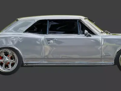 Classic American 1970s White Muscle Coupe 3D Model Low-poly 3D model