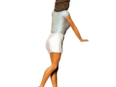 N7 woman from 60s posing with cars 3D print model