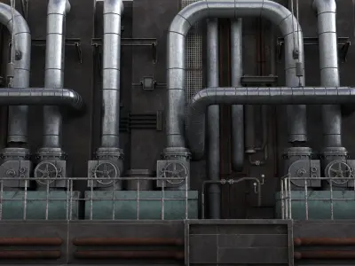 Industrial Pipes v5 Low-poly 3D model