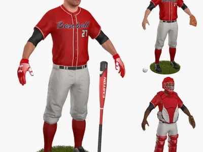 Baseball Players SET 3D model