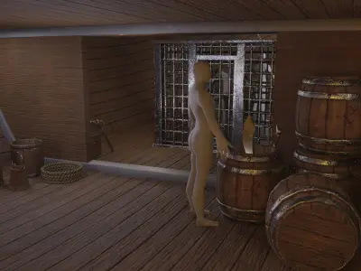 Pirate Ship with Interior - Props and Guns and Textures - Vol 1 Low-poly 3D model