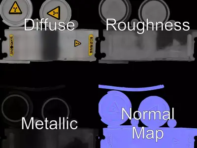 Radioactive Barrel Model Pack with Caution Label Low-poly 3D model