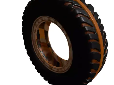 Industrial Vehicle Tire with Chain 3D model