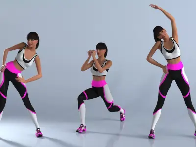 Athletic Woman in Fitness Outfit Rigged for Maya 3D model