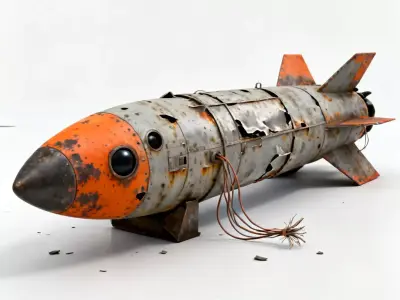 Realistic Damaged Missile 3D Model Low-poly 3D model
