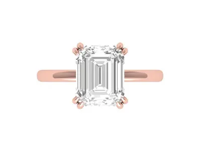 Emerald Solitaire Ring 3D print model 8