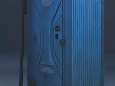 Industrial Toi Toi mobile toilet with support Low-poly 3D model