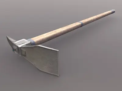 Hoe - Silver Low-poly 3D model