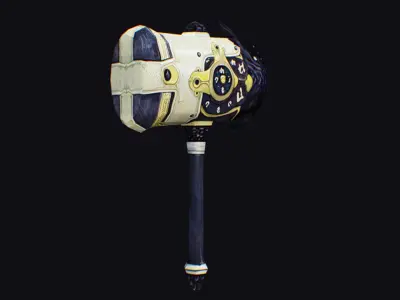 Hammer Mace Maul Bludgeon Mallet Sledgehammer Melee Lizard Head Low-poly 3D model