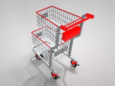 Shopping Cart - Two Baskets 3D model
