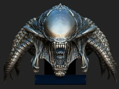 Predalien head bust and base 3D model