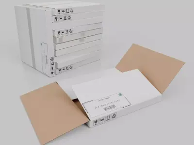 White Cardboard Box R-550 - Rigged and Customizable Low-poly 3D model