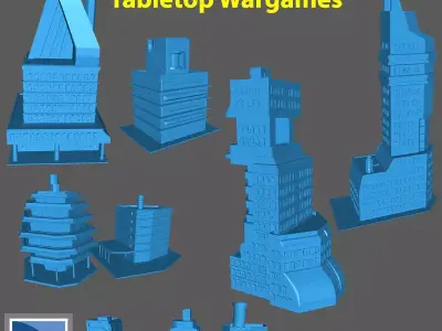 City Buildings for 6mm-8mm Sci-Fi Wargames 3D print model
