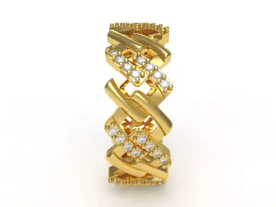 Square Cuban Link Ring 3D print model