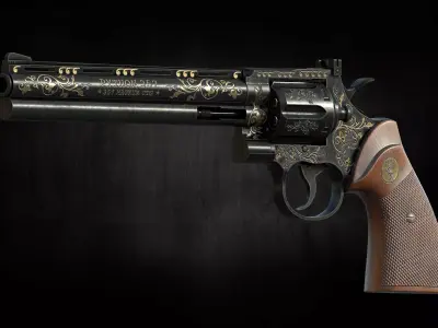 Python 357 low poly game ready Low-poly 3D model