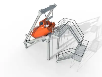 FREE-FALL LIFEBOAT Low-poly 3D model