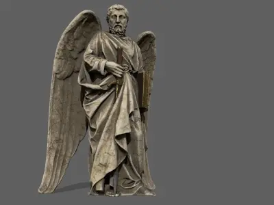 Old Man Statue Low-poly 3D model 4
