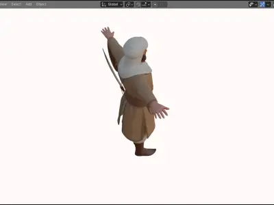 Realistic Arabian Desert Warrior 3D Model  Rigged  Game Ready Low-poly 3D model 3