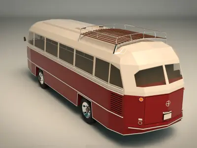 Low Poly Vintage Bus 02 Low-poly 3D model