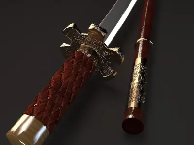 Katana Low-poly 3D model chinese sword 3D model