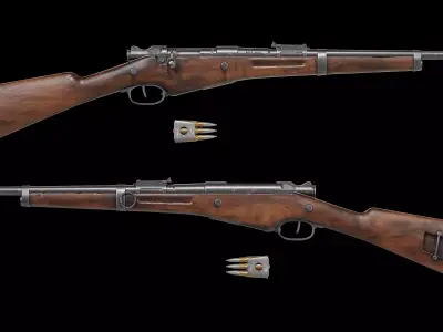 Berthier Model 1892 carbine bolt rifle Low-poly 3D model