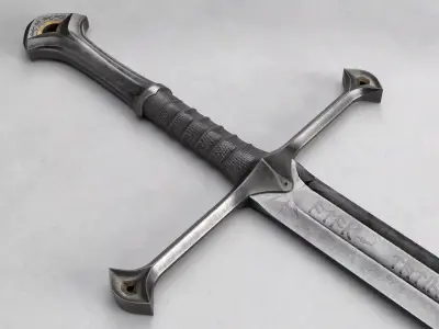 Lord of the Rings sword Anduril - PBR legendary weapon Low-poly 3D model