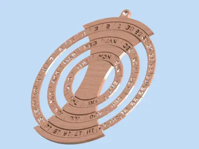 Mechanical timber wall calendar  3D model