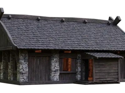 Old Medieval Building House 4K Textures GameReady 44 Low-poly 3D model