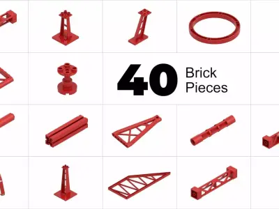 TwindBricks3D - 40 Building Support collection 3D print model